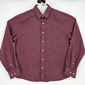 Untuckit Shirt Mens Large Button Up Preppy Maroon Wrinkle Free Long Sleeve